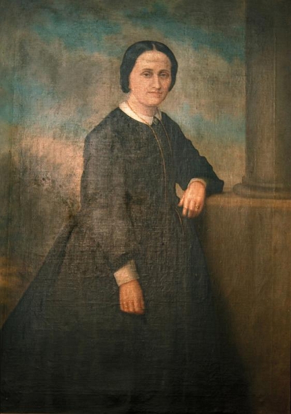 ElisePaquet2.jpg - Elise, Joseéphine, Hubertine Paquet, épouse de Henri Sepulchre , branche jaune "Henri". Elle est la sœur de Victoire Paquet. Tableau vers 1850.